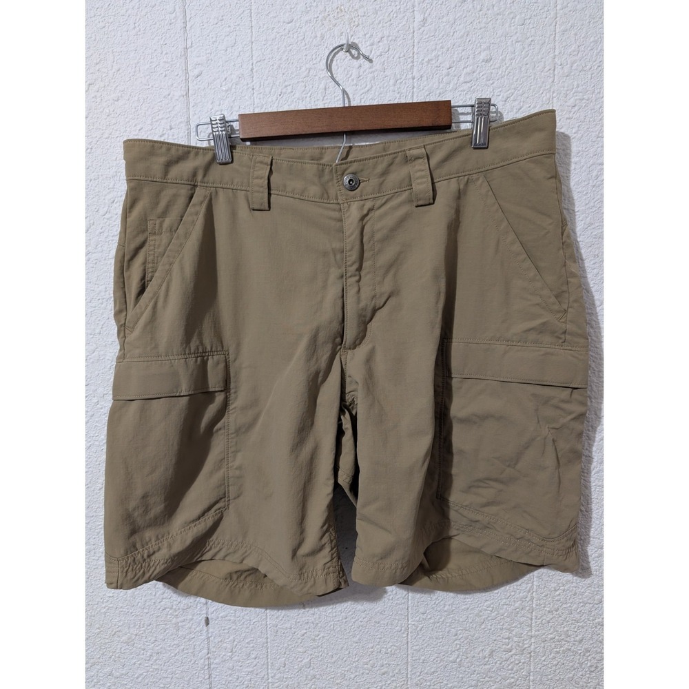 Duluth Trading Co Cargo Shorts Mens‎ 36 Tan Khaki Nylon Hiking Fishing Athletic